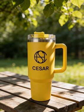CESAR Yellow Insulated Travel Mug with Handle